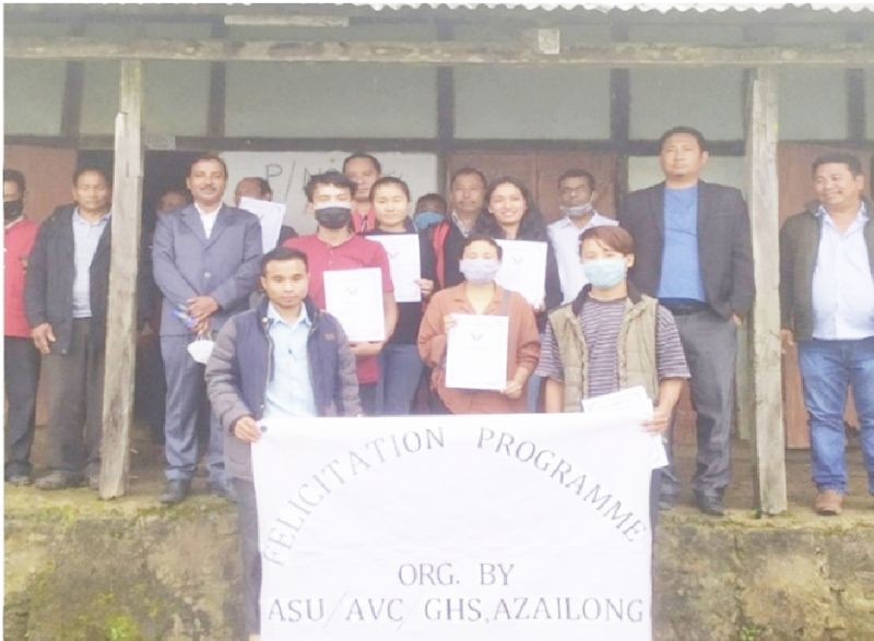 Azailong Village Community under Peren district organised a felicitation programme for the HSLC, HSSLC and Degree Examinations passed students in GHS Azailong on August 14. (Photo Courtesy: ASU)